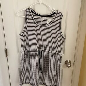 Exist Black and White Striped Sleeveless Tie-Waist Dress